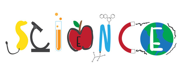 Science text word in stem science technology  chemical physics astronomy biology with earth environment colorful kid children  education concept on white background isolated © Unchalee
