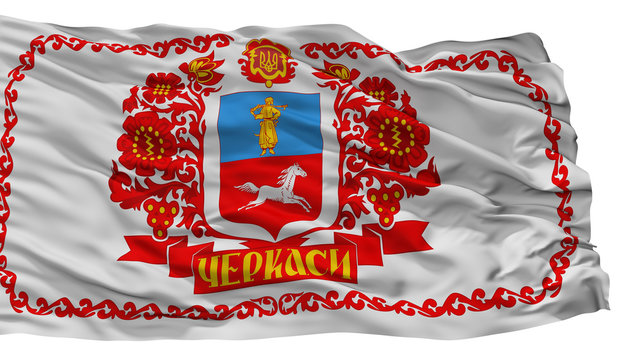 Cherkasy Cherkaska City Flag, Country Ukraine, Isolated On White Background