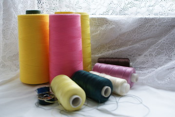 silk threads on a white background lace