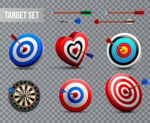 Realistic Target Transparent Icon Set