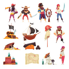 Pirate Cartoon Icons Collection