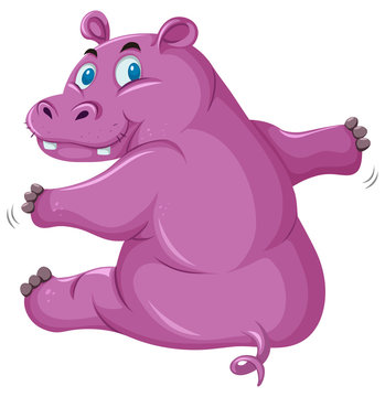 A pink hippopotamus on white backgroud