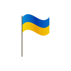 Ukraine flag on the flagpole. Official colors and proportion correctly. Waving of Ukraine flag on flagpole, vector illustration isolate