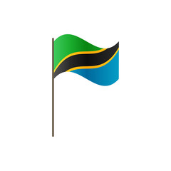 Tanzania flag on the flagpole. Official colors and proportion correctly. Waving of Tanzania flag on flagpole, vector illustration isolate