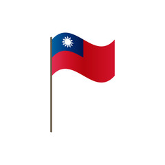 Taiwan flag on the flagpole. Official colors and proportion correctly. Waving of Taiwan flag on flagpole, vector illustration isolate