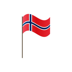 Norway flag on the flagpole. Official colors and proportion correctly. Waving of Norway flag on flagpole, vector illustration isolate