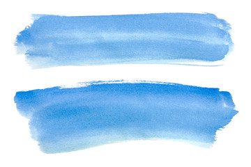 Fototapeta premium Abstract Blue Watercolor Isolated On White Backgrounds, Hand Paint On Paper.