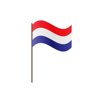 Netherlands flag on the flagpole. Official colors and proportion correctly. Waving of Netherlands flag on flagpole, vector illustration isolate