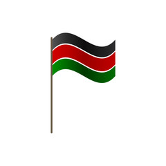 Kenya flag on the flagpole. Official colors and proportion correctly. Waving of Kenya flag on flagpole, vector illustration isolate