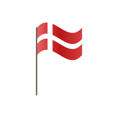 Denmark flag on the flagpole. Official colors and proportion correctly. Waving of Denmark flag on flagpole, vector illustration isolate