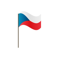 Czech Republic flag on the flagpole. Official colors and proportion correctly. Waving of Czech Republic flag on flagpole, vector illustration isolate