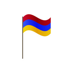 Armenia flag on the flagpole. Official colors and proportion correctly. Waving of Armenia flag on flagpole, vector illustration isolate