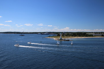 Obraz premium Harbor of Kiel in Germany with boats 