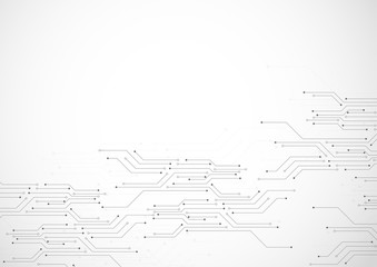 Abstract digital background with technology circuit board texture. Electronic motherboard illustration. Communication and engineering concept. Vector illustration