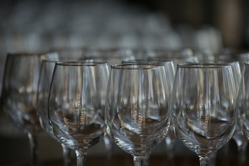 elegant Table decoration with wine glasses, glasses, forks, ornaments, ready to serve in event, wedding, celebration, xv years, baptism