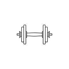 Dumbbell for gym hand drawn outline doodle icon. Muscle lifting, shape and bodybuilding, gym equipment concept. Vector sketch illustration for print, web, mobile and infographics on white background.