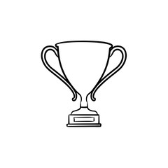 Trophy cup hand drawn outline doodle icon. Reward for winner, competition trophy, leadership and first concept. Vector sketch illustration for print, web, mobile and infographics on white background.