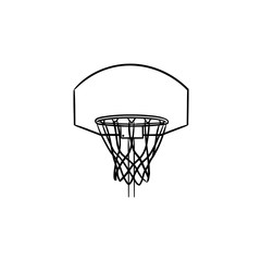 Basketball hoop and net hand drawn outline doodle icon. Basketball equipment, game goal, recreation concept. Vector sketch illustration for print, web, mobile and infographics on white background. © Visual Generation