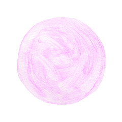 Watercolor art illustration background, Purple circle shape watercolor panting design textured on white paper isolated on white background