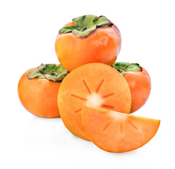 Fototapeta premium fresh ripe persimmons isolated on white background