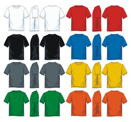 Colorful t shirt icon set, Front look side and back.