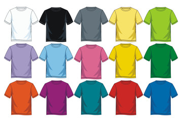 Colorful blank t shirt icon set, vector image