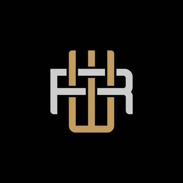 recommend clip art: Initial letter R and W, RW, WR, overlapping interlock logo, monogram line art style, silver gold on black background