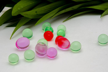 leaves from a lily, a beautiful yellow lily, a flower lies on a table, in the summer a flower called lily