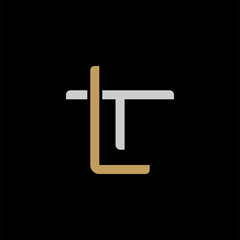 Obraz premium Initial letter T and L, TL, LT, overlapping interlock logo, monogram line art style, silver gold on black background