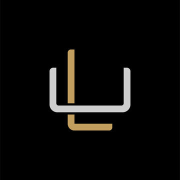 recommend clip art: Initial letter U and L, UL, LU, overlapping interlock logo, monogram line art style, silver gold on black background