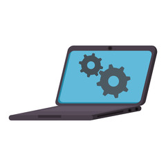 computer laptop with gears