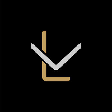 recommend clip art: Initial letter V and L, VL, , , overlapping interlock logo, monogram line art style, si, er gold on black background