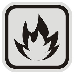 Beware of the danger of fire, waring sign, vector icon. Gray and black icon. Highly flammble.