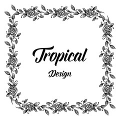 Tropical card template with floral frame vector illustration