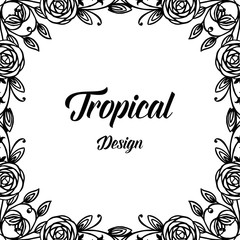 Tropical card template with floral frame vector illustration