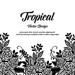 Tropical flower template hand draw for card vector illustration