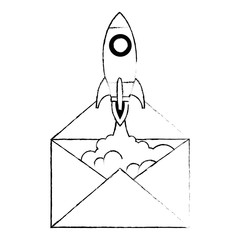 envelope mail with rocket