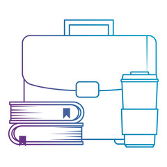 portfolio briefcase with books and coffee