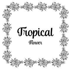 Tropical card with flower hand draw vector illustration