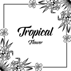 Tropical card with flower hand draw vector illustration