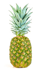 single green pineapple fruit isolated on white background