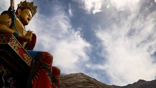 The Buddha Statue near Diskit Monastery, Nubra Valley, Ladakh, India. Diskit monastery is the oldest monastery in Tibet. This statue is just beside that monastery.
