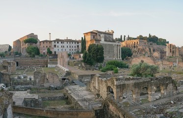 Naklejka na ściany i meble Rome,Italy-July 29, 2018: Foro Romano early in the summer morning