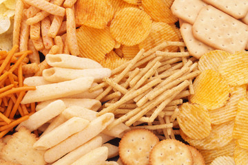 Snack food, sticks, chips, crackers