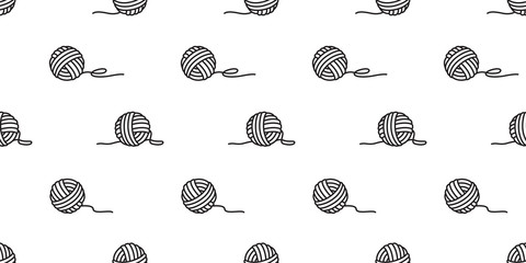 yarn ball seamless pattern vector balls of yarn knitting needles background wallpaper isolated