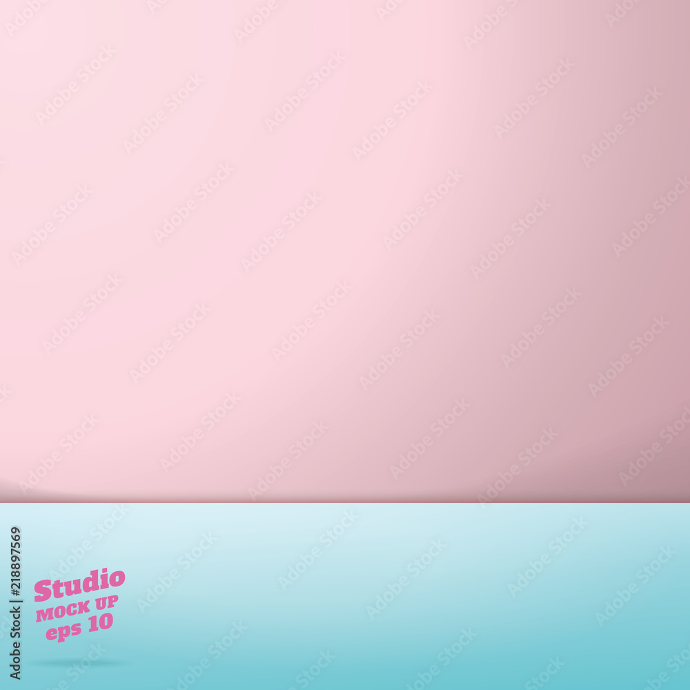Aufkleber PrintVector of Empty pastel pink and blue two tone color studio room background ,Template mock up for display of product,summer backdrop.