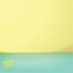 Vector of Empty pastel green and yellow two tone color studio room background ,Template mock up for display of product,summer backdrop.
