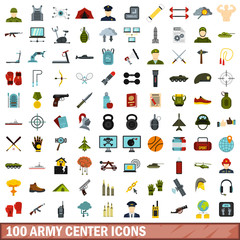 100 army center icons set in flat style for any design vector illustration