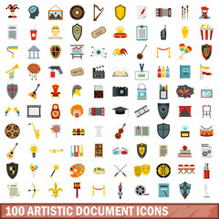 100 artistic document icons set in flat style for any design vector illustration