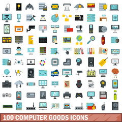100 computer goods icons set in flat style for any design vector illustration